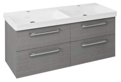 THEIA dvojumyvadlová skříňka 116x50x44,2cm, 4xzásuvka, dub stříbrný TH120-1111