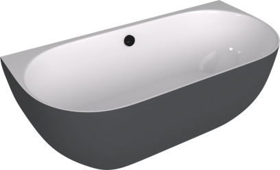 PAGODA nástěnná vana litý mramor 170x85x58cm, bílá/antracit mat 72976.52