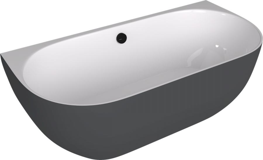 72976.52 (57547) PAGODA nástěnná vana litý mramor 170x85x58cm, bílá/antracit mat 72976.52