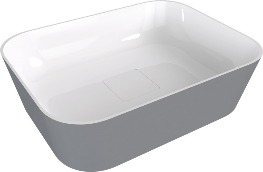 14596.32 (58426) BANERA SQUARE umyvadlo na desku, litý mramor, 50x36cm, bílá/šedá mat 14596.32