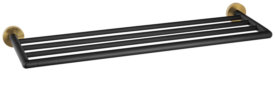 WS028BG (60588) LARISSA polička na ručníky 600mm, černá/zlato mat WS028BG