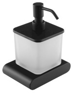 FLORI dávkovač mýdla, 300ml, mléčné sklo, černá mat RF019/15