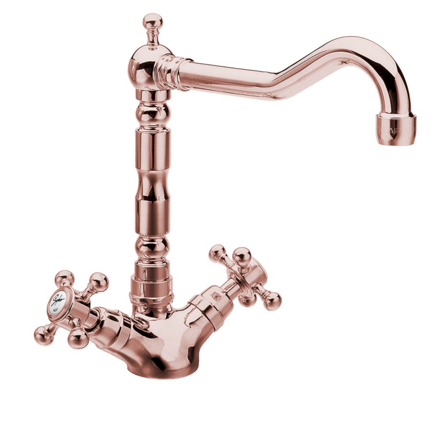 3127 (27473) ANTEA stojánková dřezová baterie s retro hubicí, růžové zlato 3127