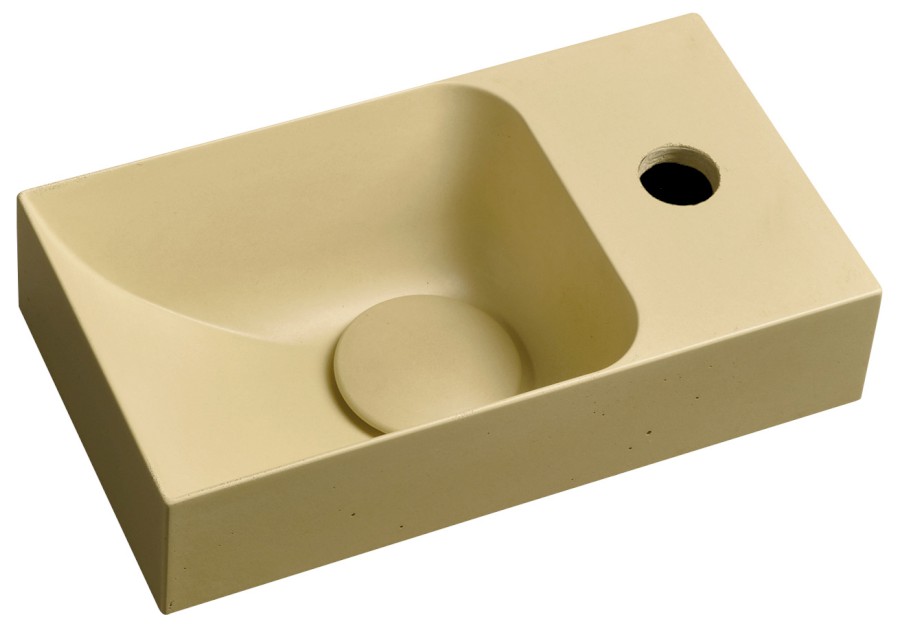 PK30522 (55162) PICCOLINO betonové umývátko 30,8x17cm, baterie vpravo, žlutá mat PK30522