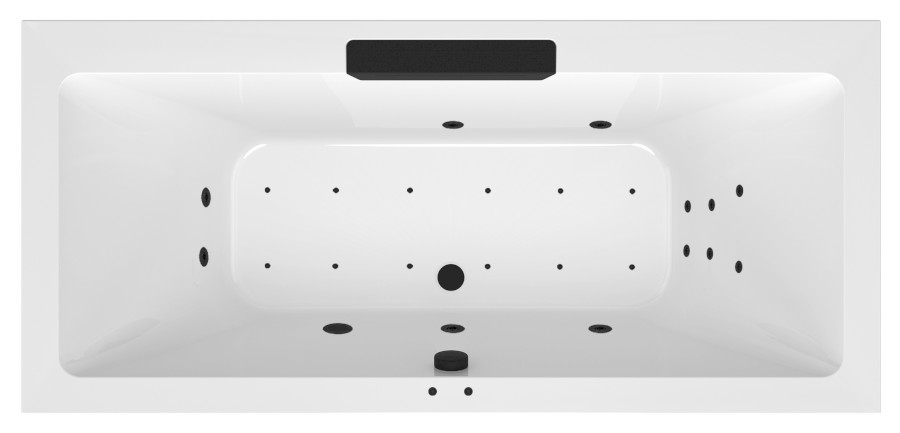 73836.102.4030 (60838) CASCATA hydromasážní vana, 185x85x45cm, kaskáda černá, Attraction Hydro-Air, černá 73836.102.4030