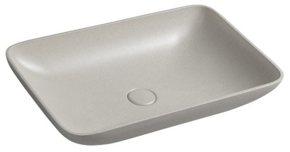 INFRANE betonové umyvadlo na desku, včetně výpusti, 57x37cm, bílý pískovec AR460