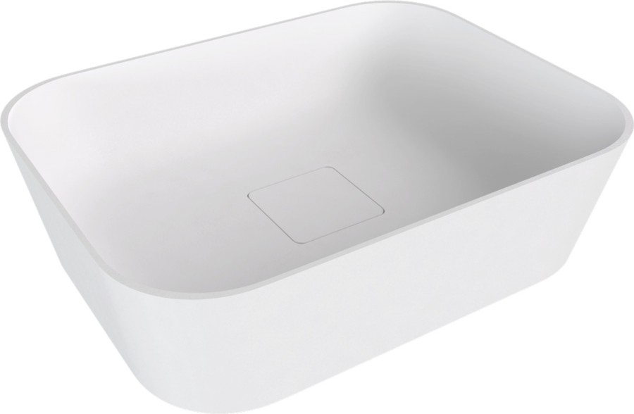 14596MAT (58424) BANERA SQUARE umyvadlo na desku, litý mramor, 50x36cm, bílá mat 14596MAT