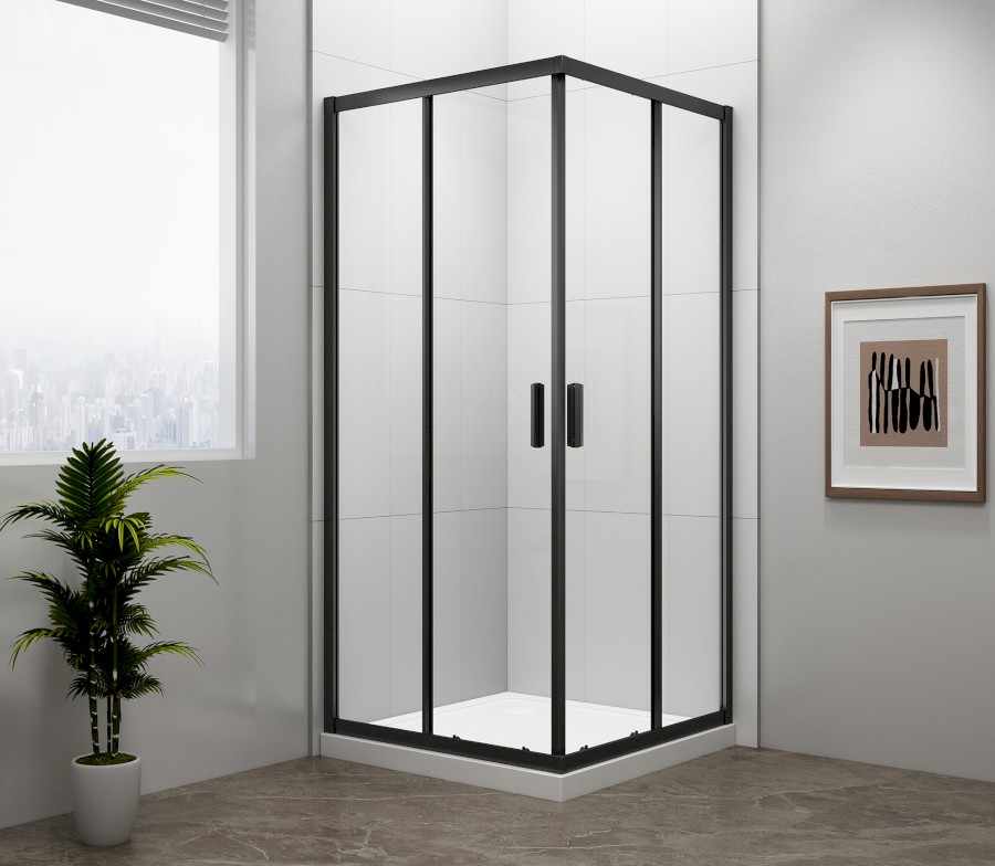 EL5215B (55493) EASY BLACK čtvercová sprchová zástěna 800x800mm, čiré sklo EL5215B