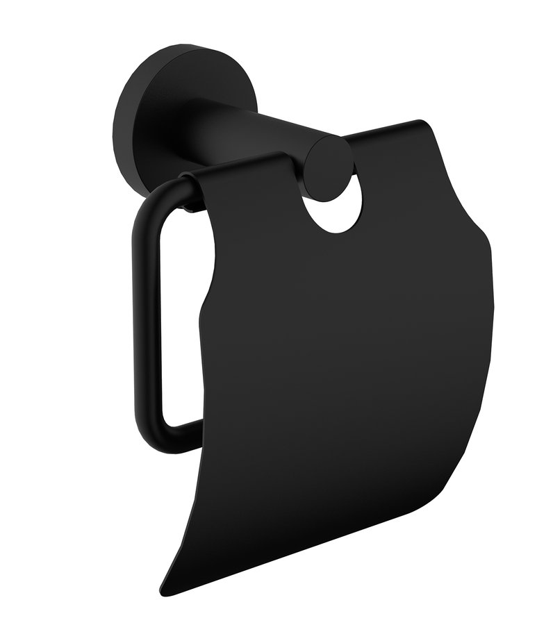 X-ROUND BLACK držák toaletního papíru, s krytem, černá mat XR732B