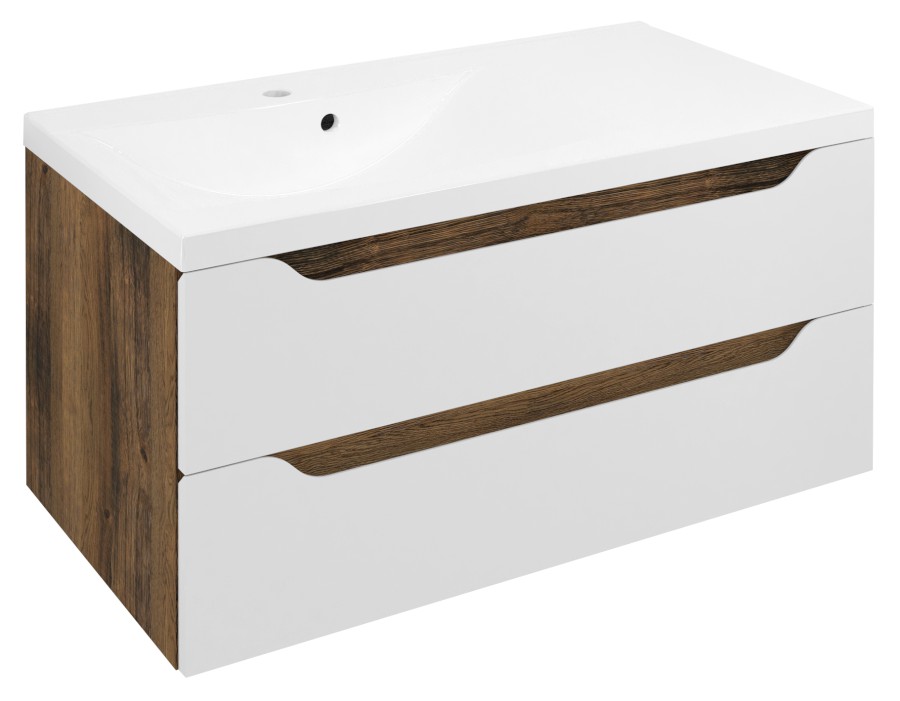 WA092-3019 (51336) WAVE umyvadlová skříňka 89,7x45x47,8cm, levá, bílá/dub collingwood WA092-3019