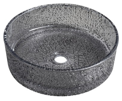 ERSEL skleněné gravírované umyvadlo na desku Ø 39,5cm, černá TY323B