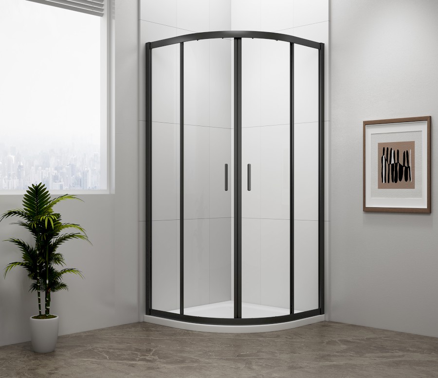 EL2615B (55486) EASY BLACK čtvrtkruhová sprchová zástěna 900x900mm, L/R, čiré sklo EL2615B