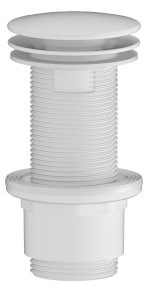 CV1232W (59352) Umyvadlová výpust 5/4“, neuzavíratelná, velká zátka, 10-80mm, ABS/bílá CV1232W