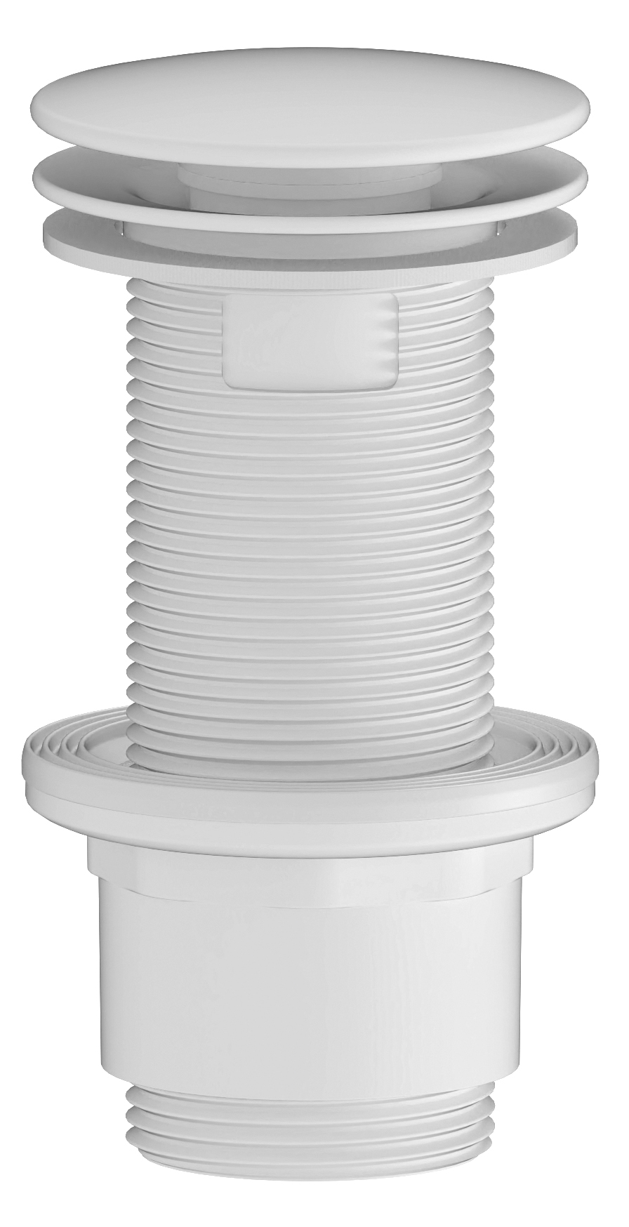 CV1232W (59352) Umyvadlová výpust 5/4“, neuzavíratelná, velká zátka, 10-80mm, ABS/bílá CV1232W