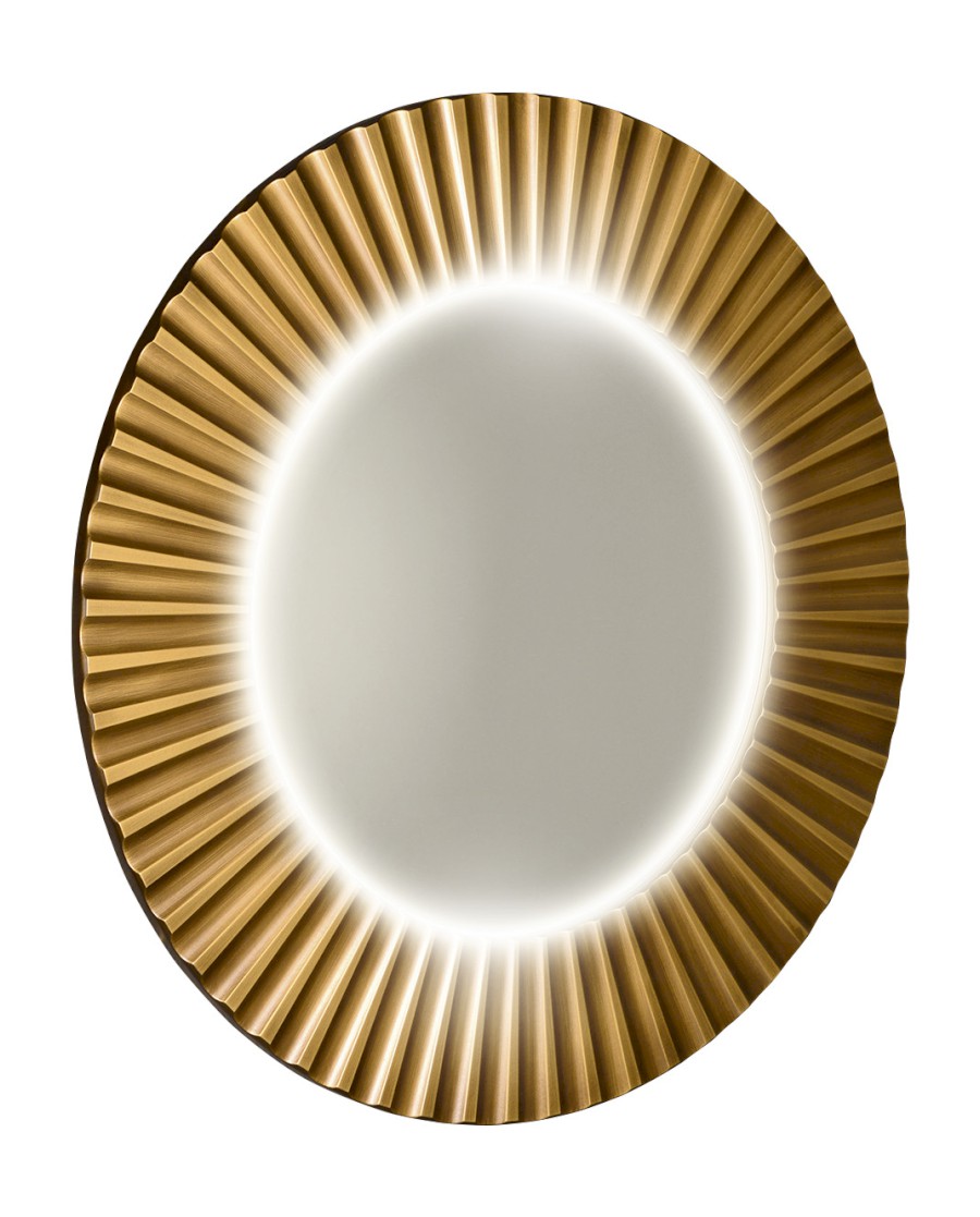 PRIDE STRIP kulaté zrcadlo s LED osvětlením v rámu ø 75cm, bronz PD754