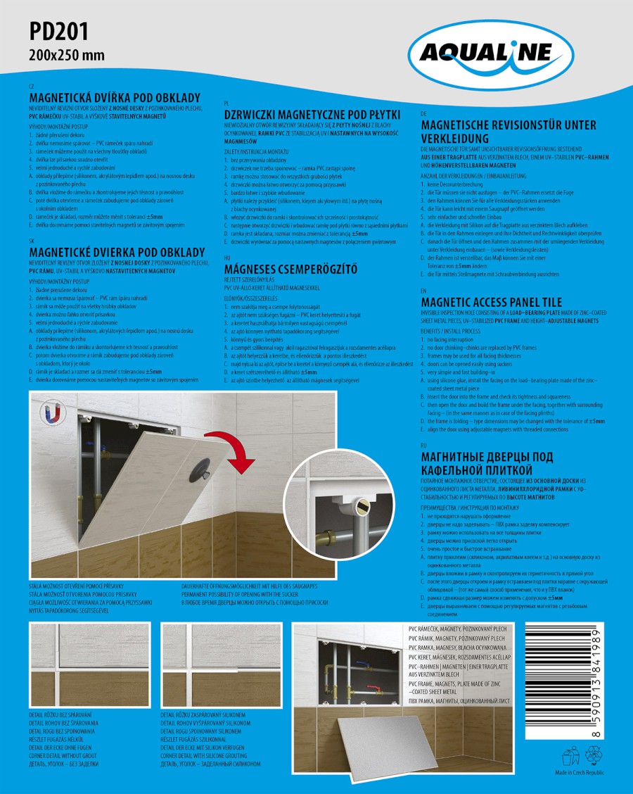 PD201 (26140) Magnetická dvířka pod obklady 200x250 mm PD201
