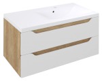 WAVE umyvadlová skříňka 89,7x45x47,8cm, pravá, bílá/dub alabama WA093-3022