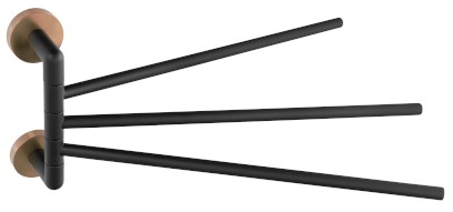 LARISSA trojitý držák ručníků otočný 350mm, černá/měď mat WS022BC