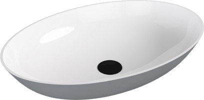 BANERA OVAL umyvadlo na desku, litý mramor, 60x40cm, bílá/šedá mat 14397.32