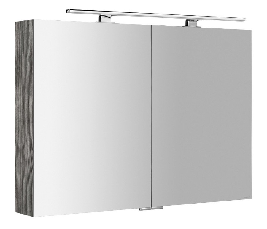 MIRRÓ galerka s LED osvětlením, 100x70x16cm, dub stříbrný MC100-0011