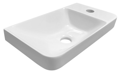 ZORBA umývátko 40x22cm, litý mramor, baterie vpravo, bílá ZB402