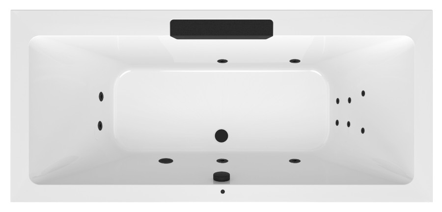 CASCATA hydromasážní vana, 185x85x45cm, kaskáda černá, Attraction Hydro, černá 73836.102.3030