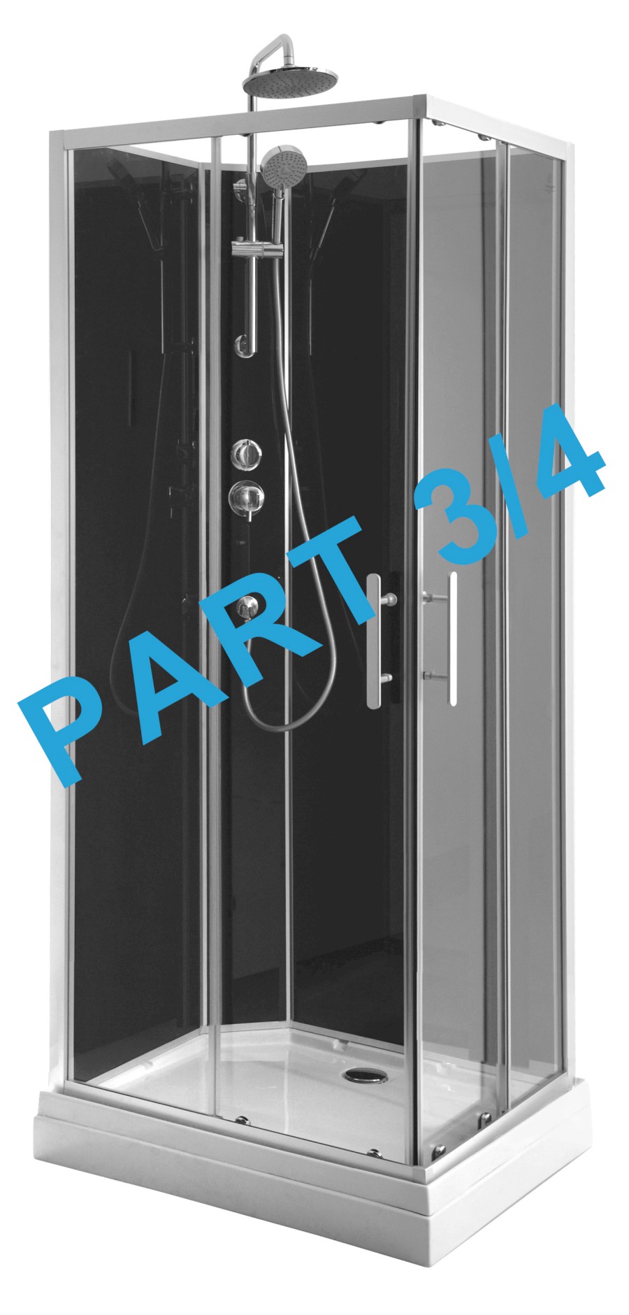 GRANVIK sprchový box 700x900x2180mm komponent 3/4 zadní tmavé sklo 19-070-09-12-00