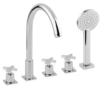 TRAX pětiprvková baterie na okraj vany, chrom 632