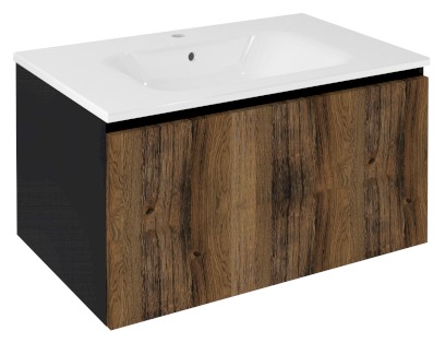 LOREA umyvadlová skříňka 80x44x51,2cm, 1x zásuvka, dub collingwood/černá mat LE080-1935