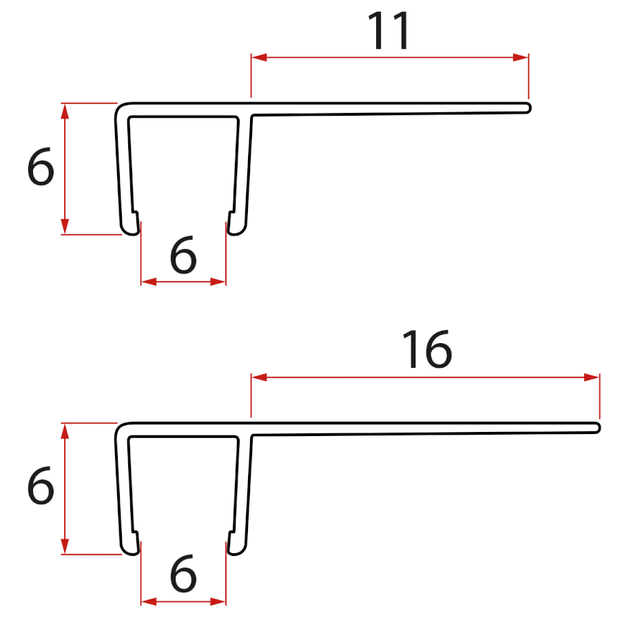 NDGS02 (46789) Set svislých těsnění pro sklo 6/6mm, 1900mm NDGS02