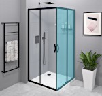 SIGMA SIMPLY BLACK sprchové dveře posuvné pro rohový vstup 900 mm, čiré sklo GS2190B