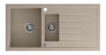 GR1332 (44506) Granitový vestavný dřez s odkapem a vaničkou, 100x50cm, béžová GR1332