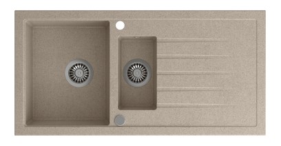 Granitový vestavný dřez s odkapem a vaničkou, 100x50cm, béžová GR1332