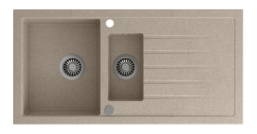 GR1332 (44506) Granitový vestavný dřez s odkapem a vaničkou, 100x50cm, béžová GR1332
