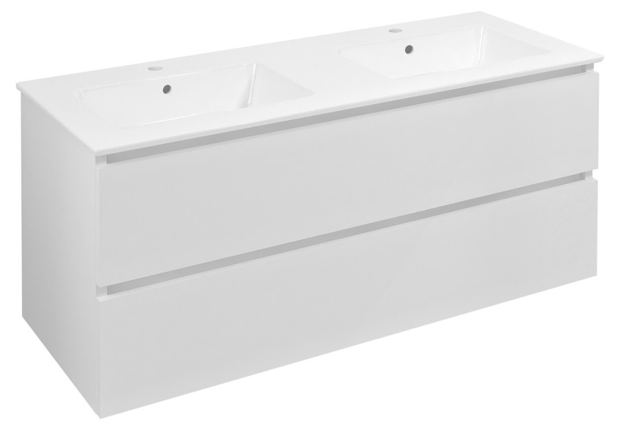 EZ121-3030 (60254) EZARA dvojumyvadlová skříňka 120x55x46cm, bílá lesk EZ121-3030