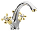 ANTEA stojánková umyvadlová baterie vysoká s výpustí, chrom/zlato 3272
