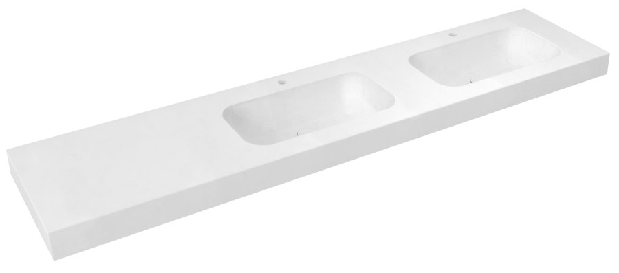 EMICO dvojumyvadlo, Rockstone, 230x50cm, límec L, pravé, bílá mat EM230-B2R-L