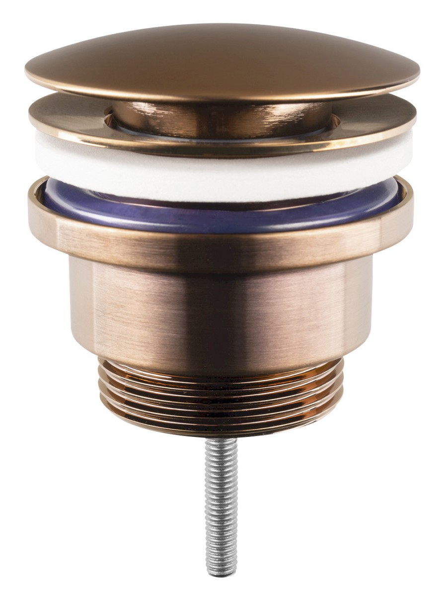 CV1002PG (61547) Umyvadlová výpust 5/4“, click-clack, velká zátka, 10-55mm, měď mat CV1002PG