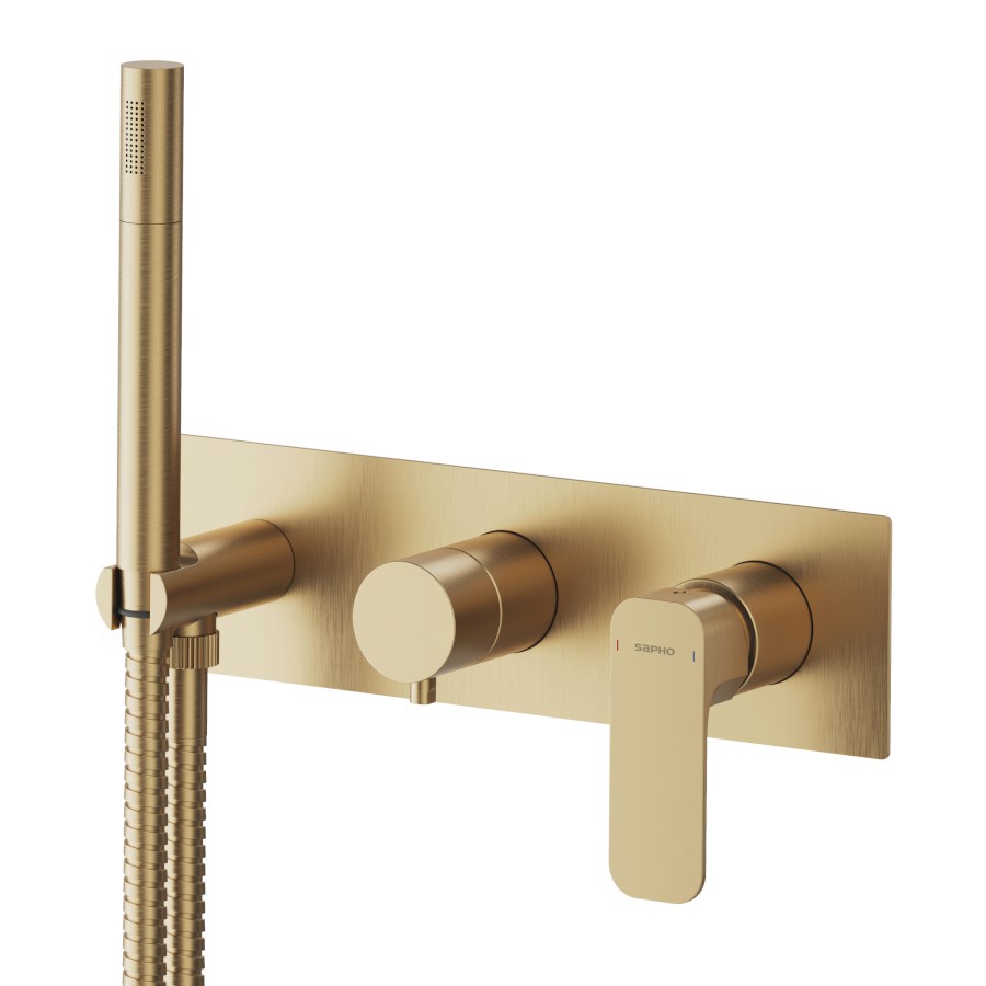 PY53/19 (50866) SPY podomítková sprchová/vanová baterie s ruční sprchou, 3 výstupy, zlato mat PY53/19