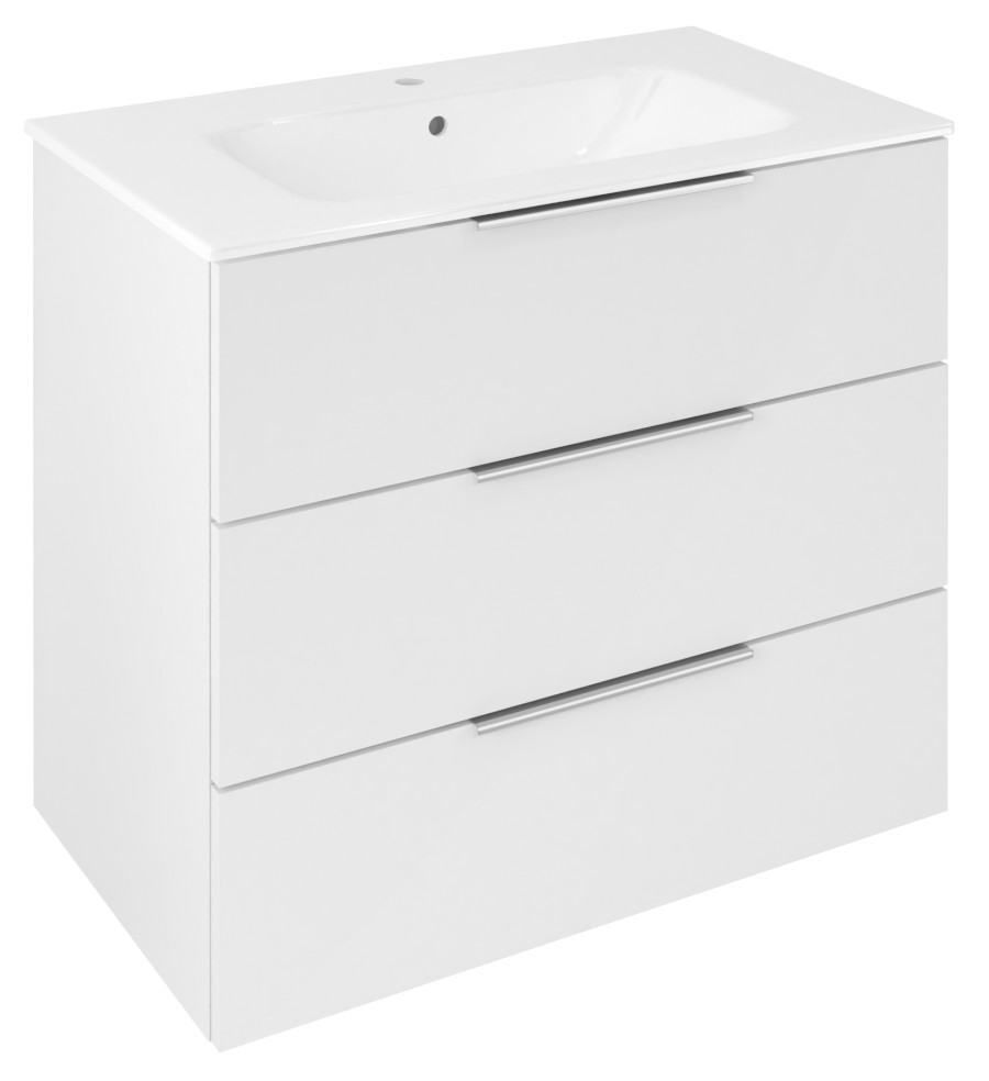 CR831-3030 (57642) CIRASA umyvadlová skříňka 79,8x75x46cm, 3x zásuvka, bílá lesk CR831-3030