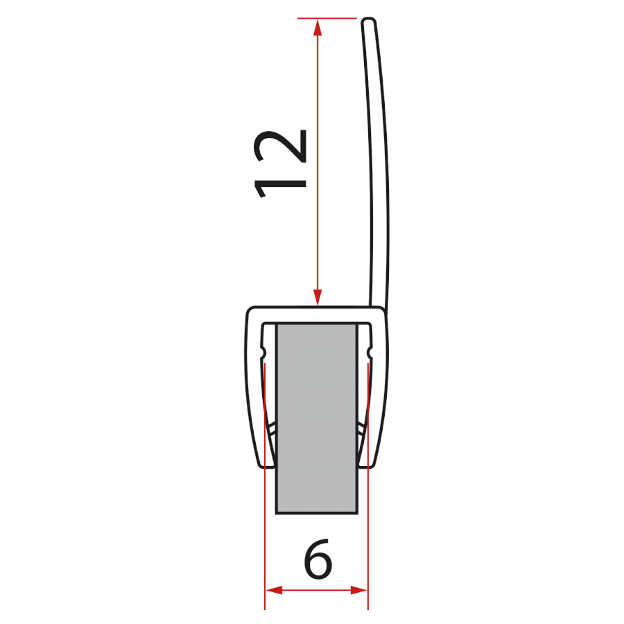 NDGN07 (55222) Svislé těsnění mezi skla 6mm NDGN07