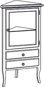 RETRO skříňka rohová 60x120x47cm, starobílá, pravá 1717