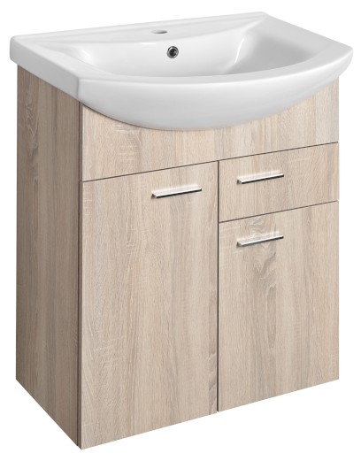 ZOJA umyvadlová skříňka 61,5x74x32cm, 2x dvířka, 1x zásuvka, dub platin 51165