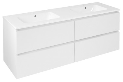 EZARA dvojumyvadlová skříňka 140x55x46cm, bílá lesk EZ141-3030