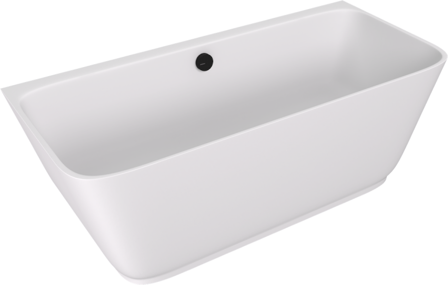 SKYLLA nástěnná stojící vana litý mramor 170x75x60cm, bílá mat 72430MAT