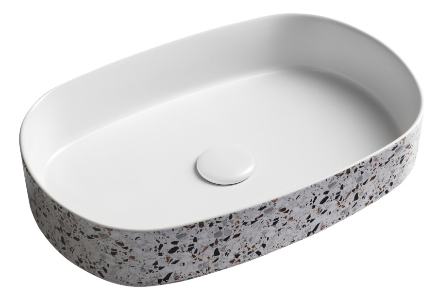 INFINITY OVAL keramické umyvadlo na desku, 55x36cm, terrazzo 10NF65055-2L-TRZ
