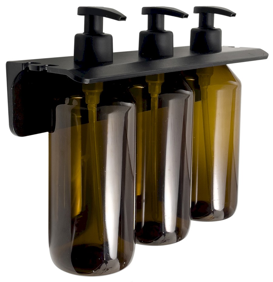 2160 (57351) GROUPER trojitý dávkovač tekutého mýdla na zavěšení, 3x500ml, hnědá 2160