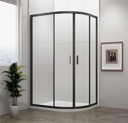 EASY BLACK čtvrtkruhová sprchová zástěna 1000x800mm, L/R, čiré sklo EL2915B