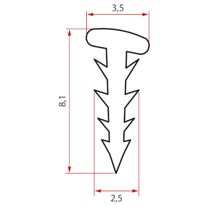 Zamačkávací těsnění, 2000mm SPAT05