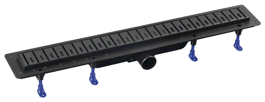 73731B (48073) KLAVER podlahový žlab s nerezovým roštem, L-810, DN50, černá mat 73731B